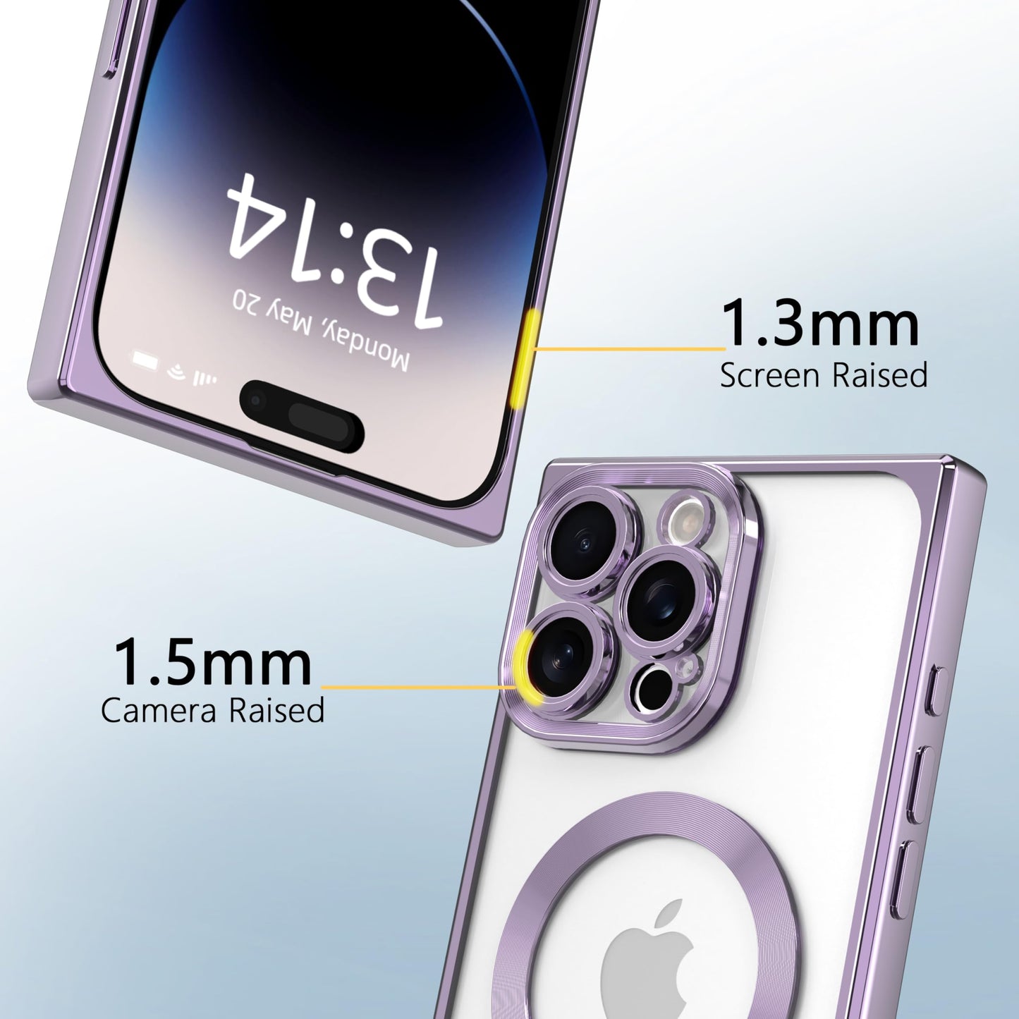 IAIYOXI Rectangle Magnetic Clear Case for iPhone 16, [Compatible with MagSafe],Soft Plating Phone Case with Full Camera Lens Protection,Anti-Scratch