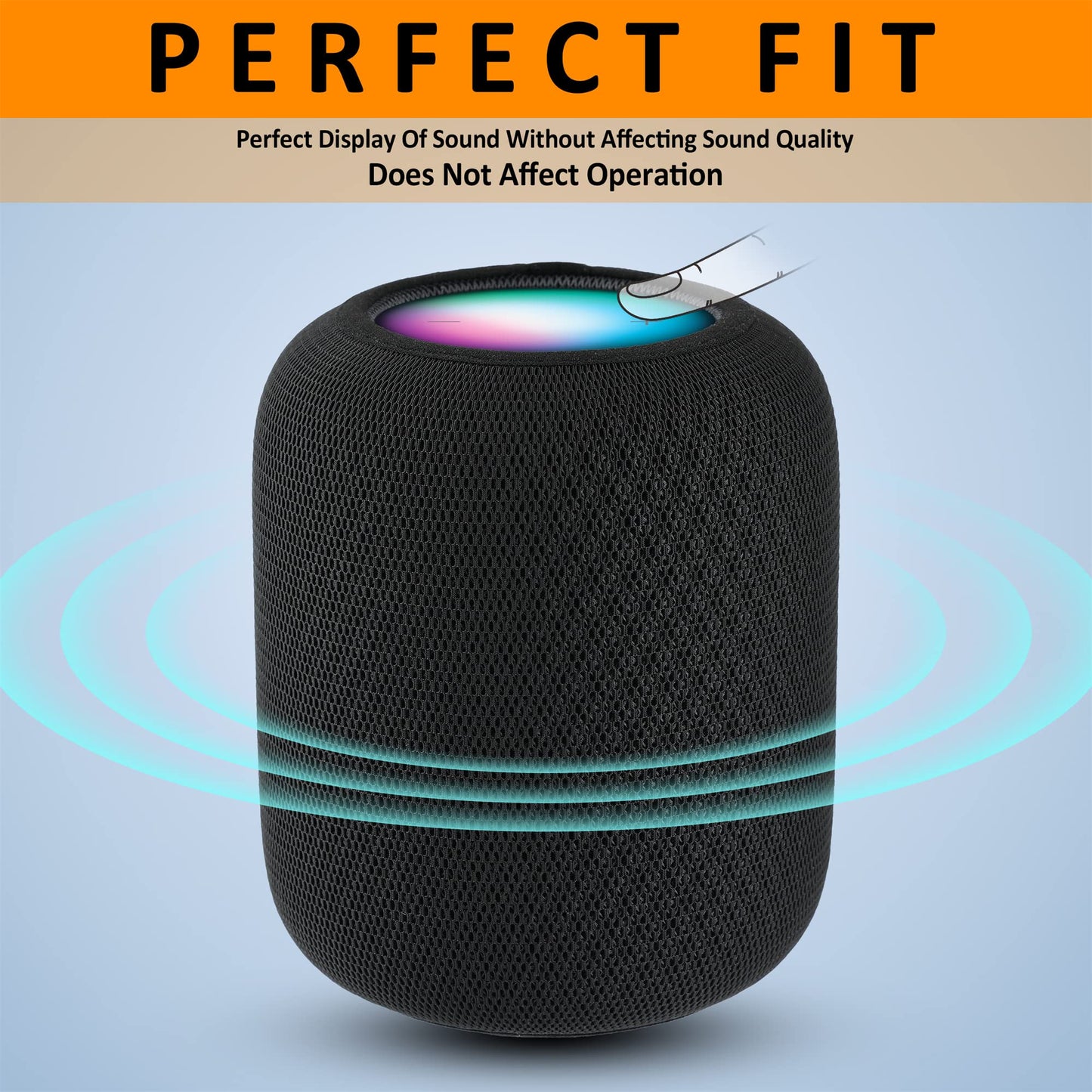 BANGCHEER Speaker Dust Cover Suitable for Homepod 2 gen Speaker, Mesh Cloth, Smart Cover with Charging Hole, High-Grade Nylon,Black,Pack of 1