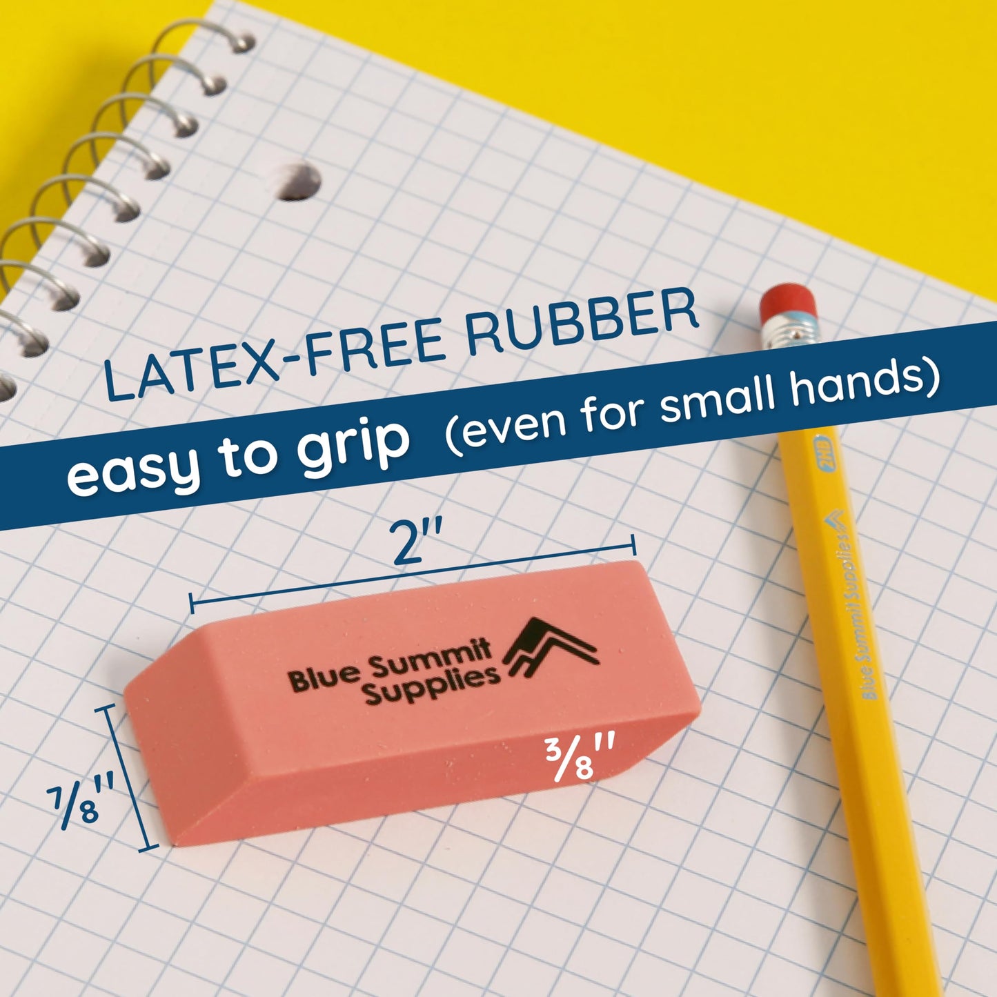 Blue Summit Supplies 36 Pack Pink Erasers, Latex Free, School and Office