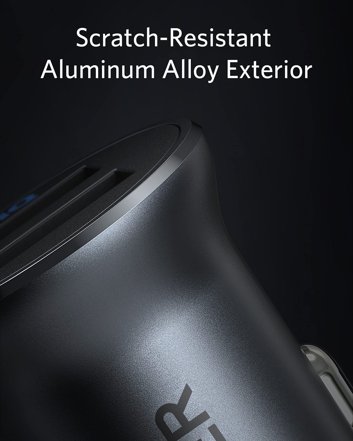 Anker 320 Car Charger (24W II), Mini Aluminum Alloy Dual USB with Blue LED for iPhone16 15 14 13 12 Series, iPad Pro/Air 2/Mini, Galaxy and More - Not