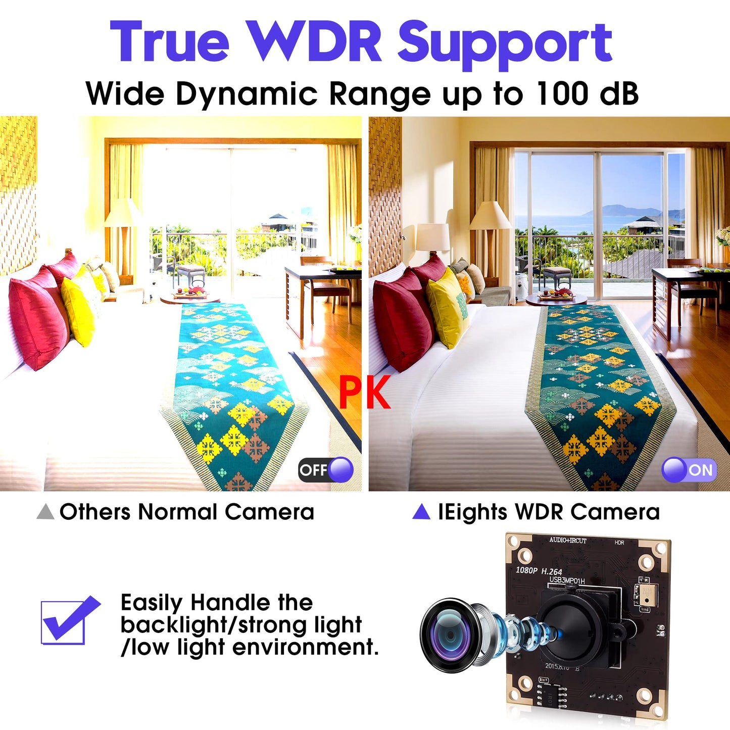 ELP USB Camera WDR H.264 3megapixel 1536p Camera Module for Computer,3mp AR0331 Camera Module with Microphone Mini UVC USB2.0 Webcam Board,WDR 100db