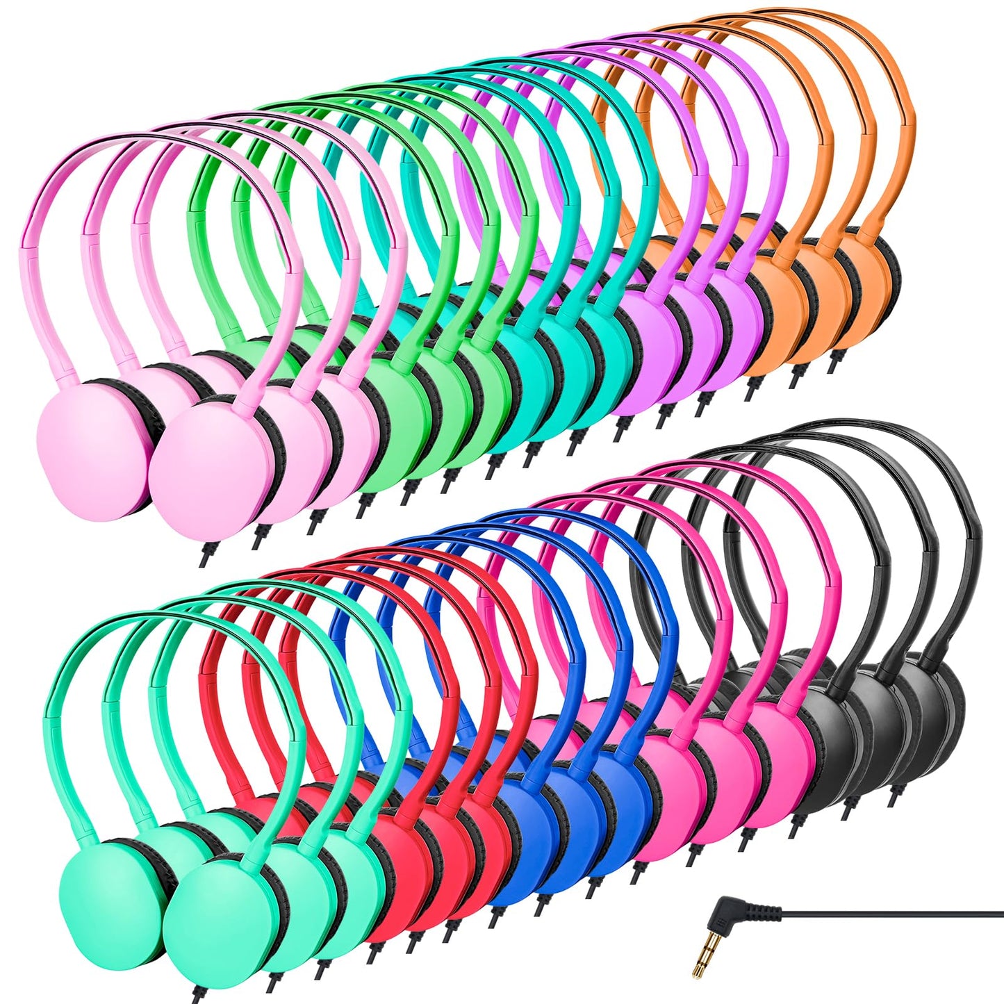ZXQZYM Kids Classroom Bulk Headphones 100 Pack, Wired Adjustable Over-Ear