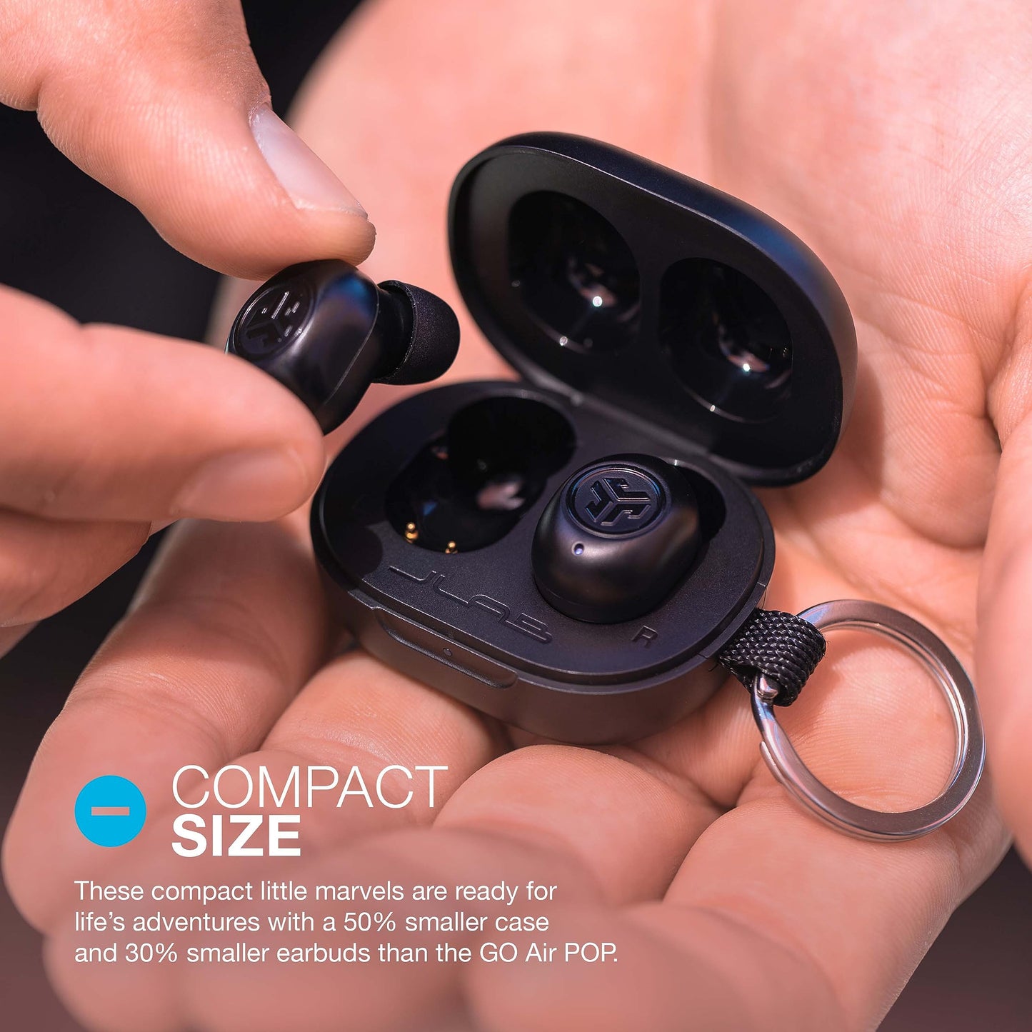 JLab JBuds Mini True Wireless Bluetooth Earbuds + Charging Case, Charcoal Black, IP55 Sweat and Dust Proof, Bluetooth Multipoint, Be Aware Audio, 3 EQ