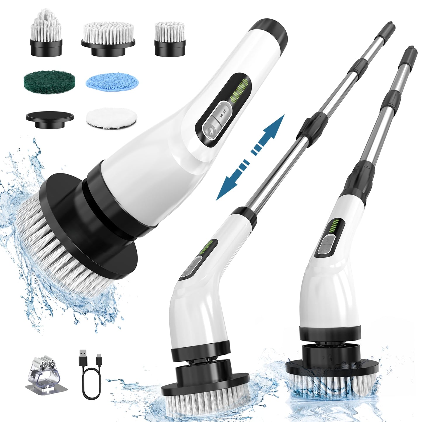Highyes Electric Spin Scrubber for Cleaning Bathroom: Cordless Power Shower Scrubber - Electric Cleaning Brush for Tile Tub