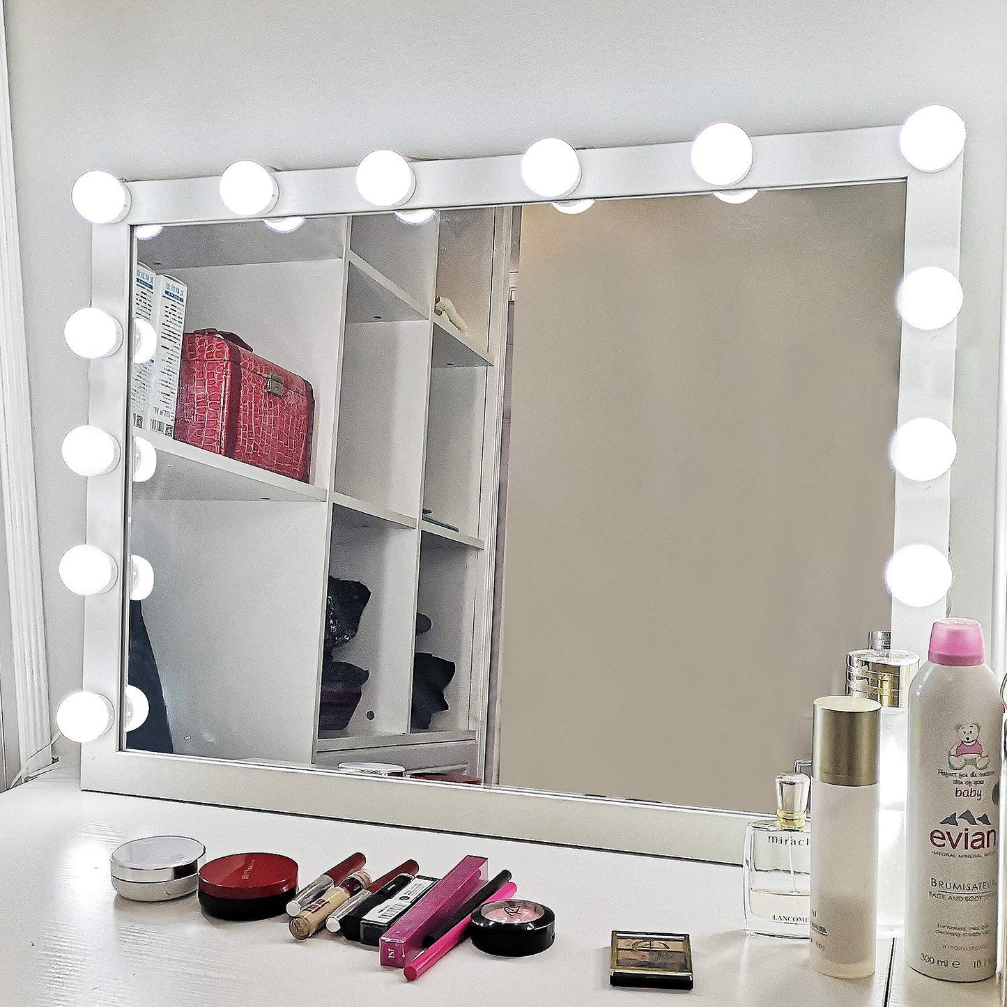 SICCOO Vanity Lights for Mirror, 14-Bulb RGB Colorful DIY Hollywood Makeup Vanity Mirror Dimmable Lights