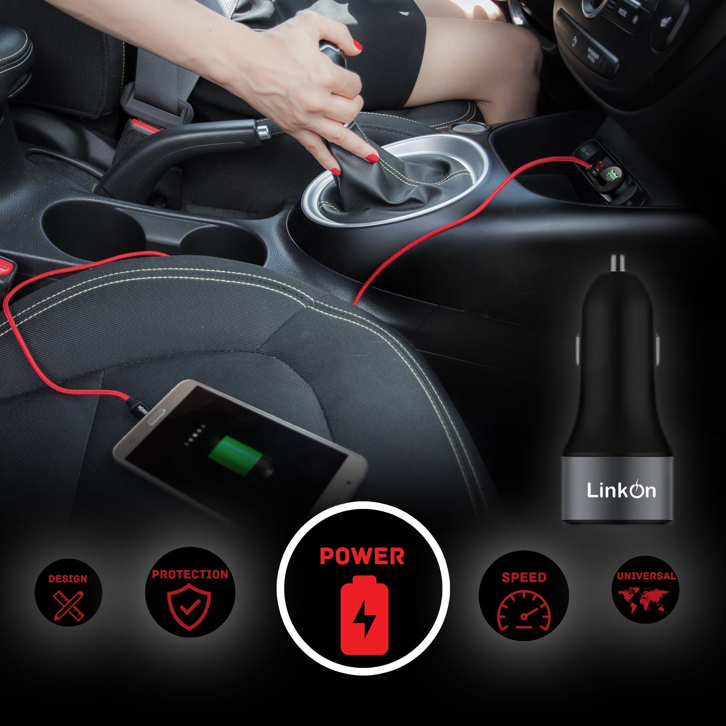 LinkOn 63W USB C Car Charger PPS&PD 3.0(45W) + QC 3.0(18W) Dual Port - Fast Car Charger Compatible with Laptop, Phone & Tablet - MacBook, Dell XPS, HP