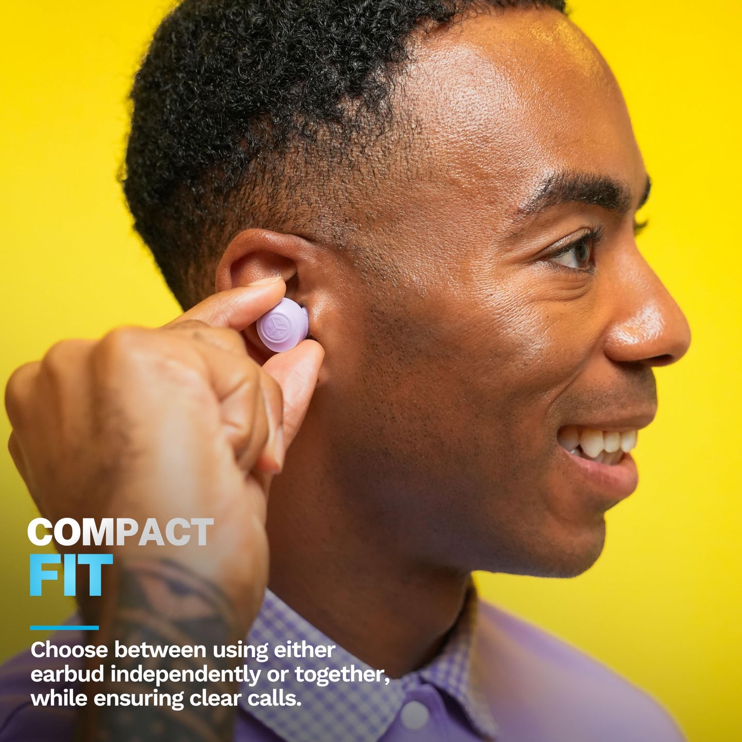 JLab Go Air Pop+ True Wireless Bluetooth Earbuds, in Ear Headphones with Microphone, 35H Playtime, USB-C Charging Case, Dual Connect, EQ3 Sound, Lilac