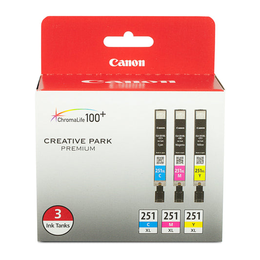 Canon CLI-251XL Genuine Three Color Multi Pack, Compatible with MG6320, iP7220, MG5420, MX922, MX722, MG7120, MG6420, MG5520, iX6820, iP8720, MG7520