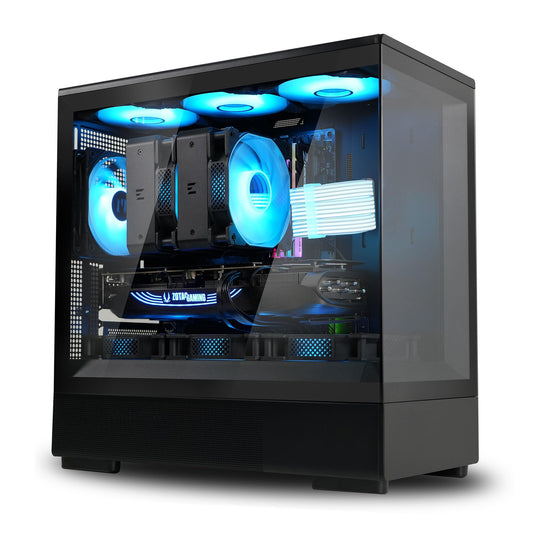 Zalman P10 Micro ATX Case, MATX PC Case with 120mm ARGB Fan Pre-Installed, Panoramic View Tempered Glass Front & Side Panel, USB Type-C and USB 3.0