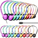 CNSZSLZ USB C Headphones Bulk 20 Pack for Classroom School Kids,On-Ear Wired USB Type C Headphones Class Set for School Student Children Compatible