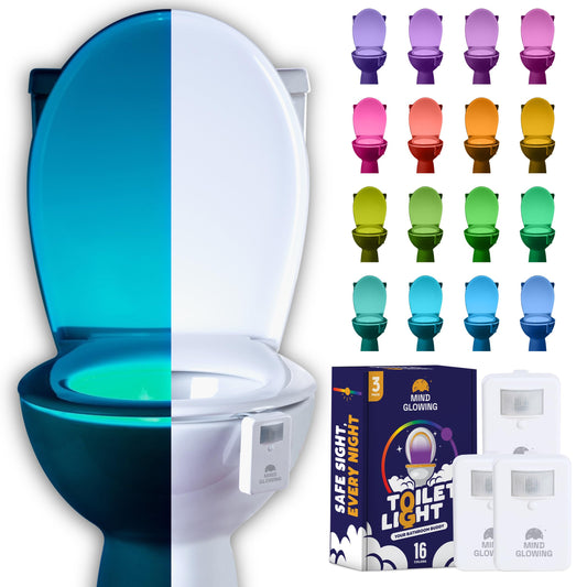 Mind-Glowing Toilet Light with Motion Sensor - Toilet Bowl Night Light with Color Changing LED, Dimmer - Funny Gag Gift for Men, Women, Dad, Mom