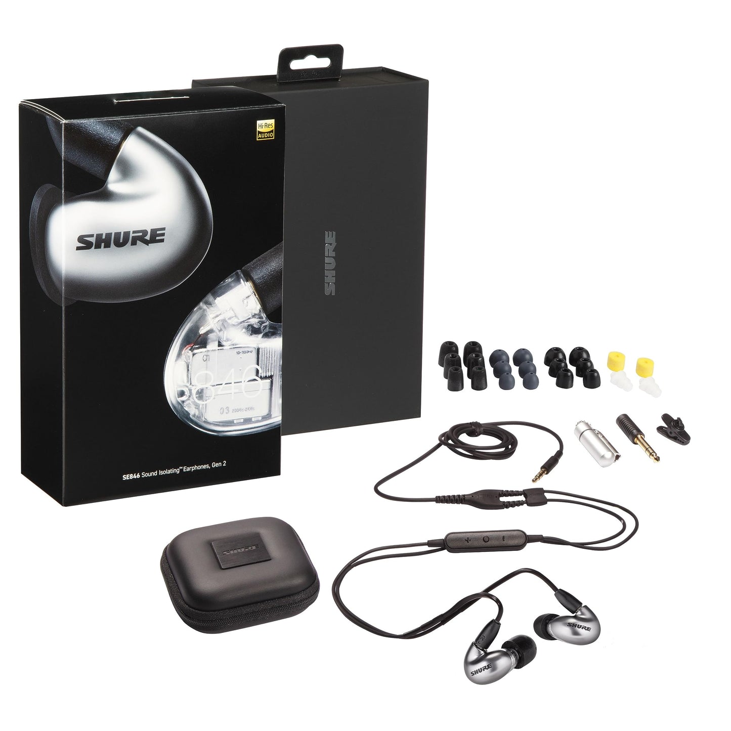 Shure SE846 PRO Gen 2 Wired Sound Isolating Earphones, High-End in-Ear Earbuds with Four Hi-Def Drivers, Customizable Sound Filters, Gray (SE846-GR+2)
