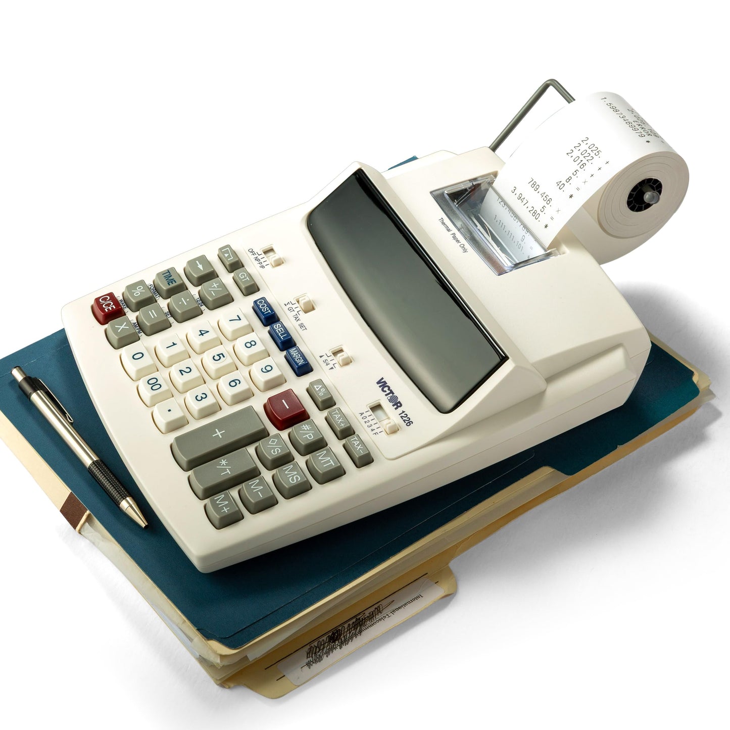 Victor 1226 Thermal Printing Calculator, 12-Digit Display, 8.0 LPS Printing Speed, Off-White