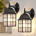 WIHTU 2-Pack Dusk to Dawn Outdoor Wall Lights, Sensor Exterior Light Fixtures, Porch Lights, Black Waterproof Wall Sconces, Outside Lighting