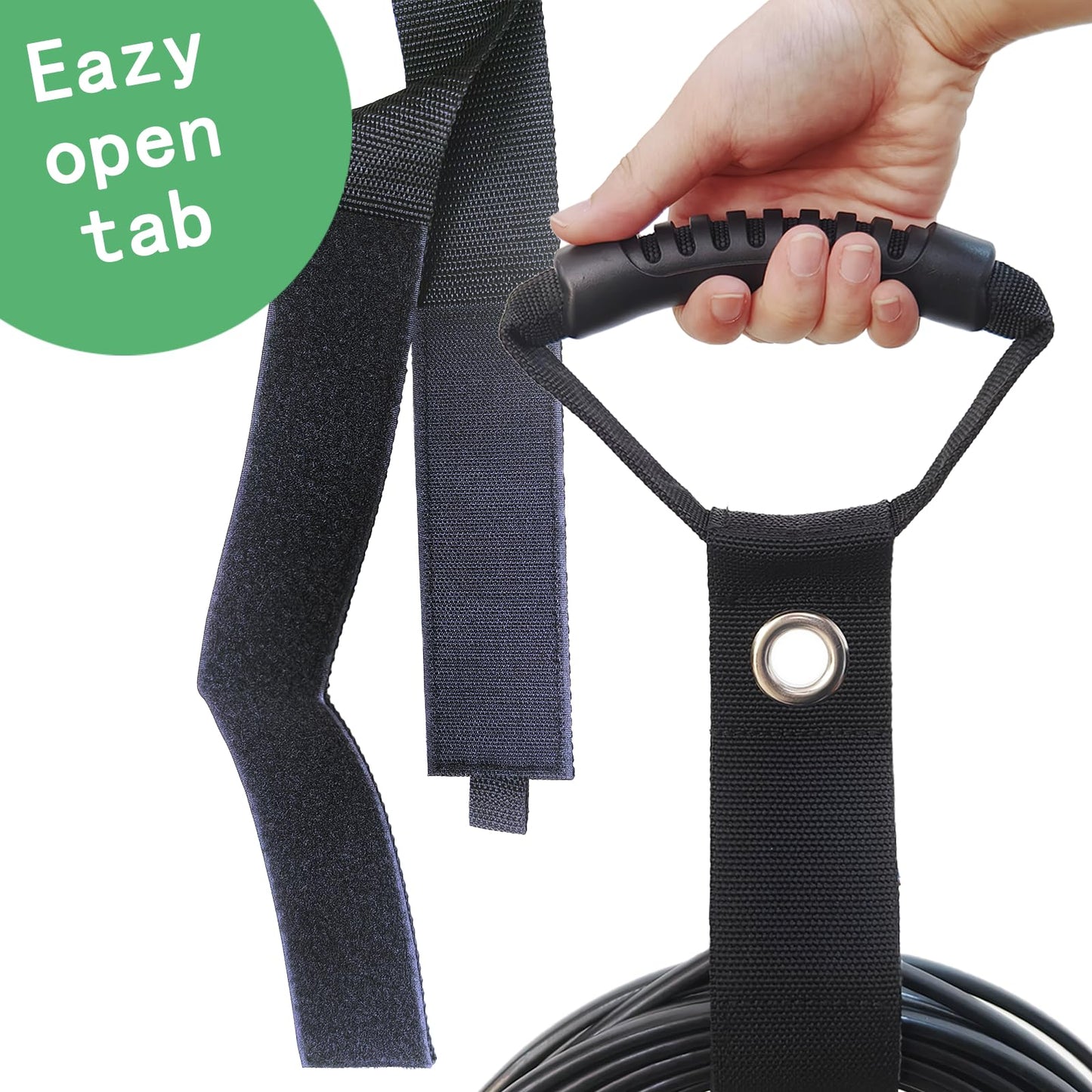 Portable Extension Cord Holder and Organizers,Storage Straps with Carrying Handle and Grommet, for Cables, Ropes, Garden Water Hoses Carrying