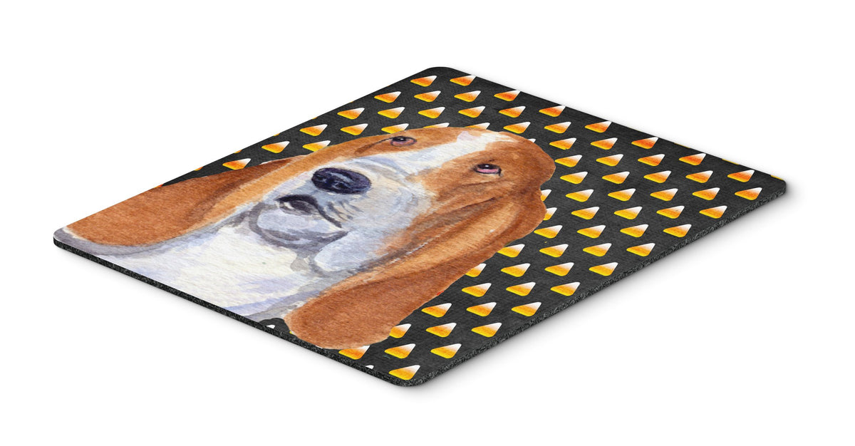 Caroline's Treasures SS4321MP Basset Hound Candy Corn Halloween Portrait Mouse Pad, Hot Pad or Trivet for Home Office Gaming Working Computers Laptop