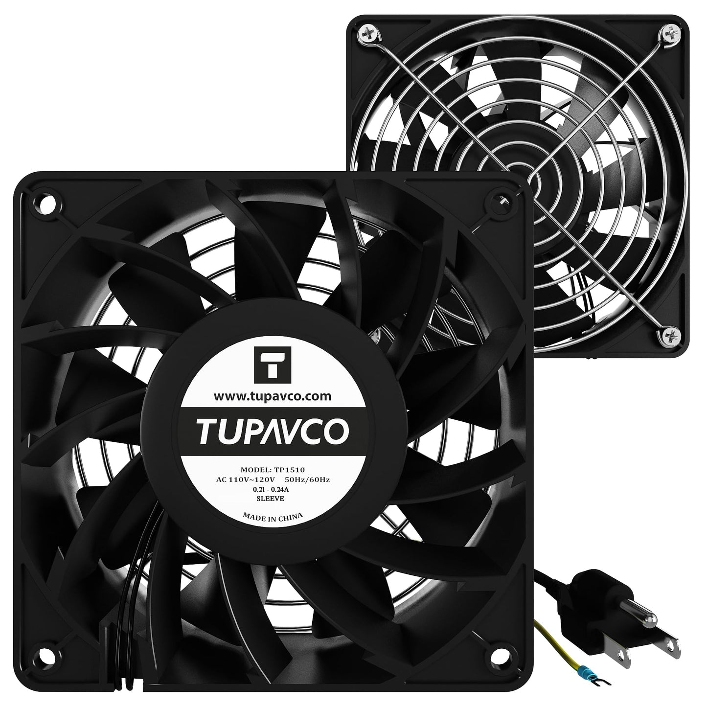 Network Cabinet Fan (Dual 2pc Kit) Server Rack Cooling (Rackmount Muffin Extra Strong Fans Pair 120mm 4in) Steel Frame Ventilation with 110V AC/Ground