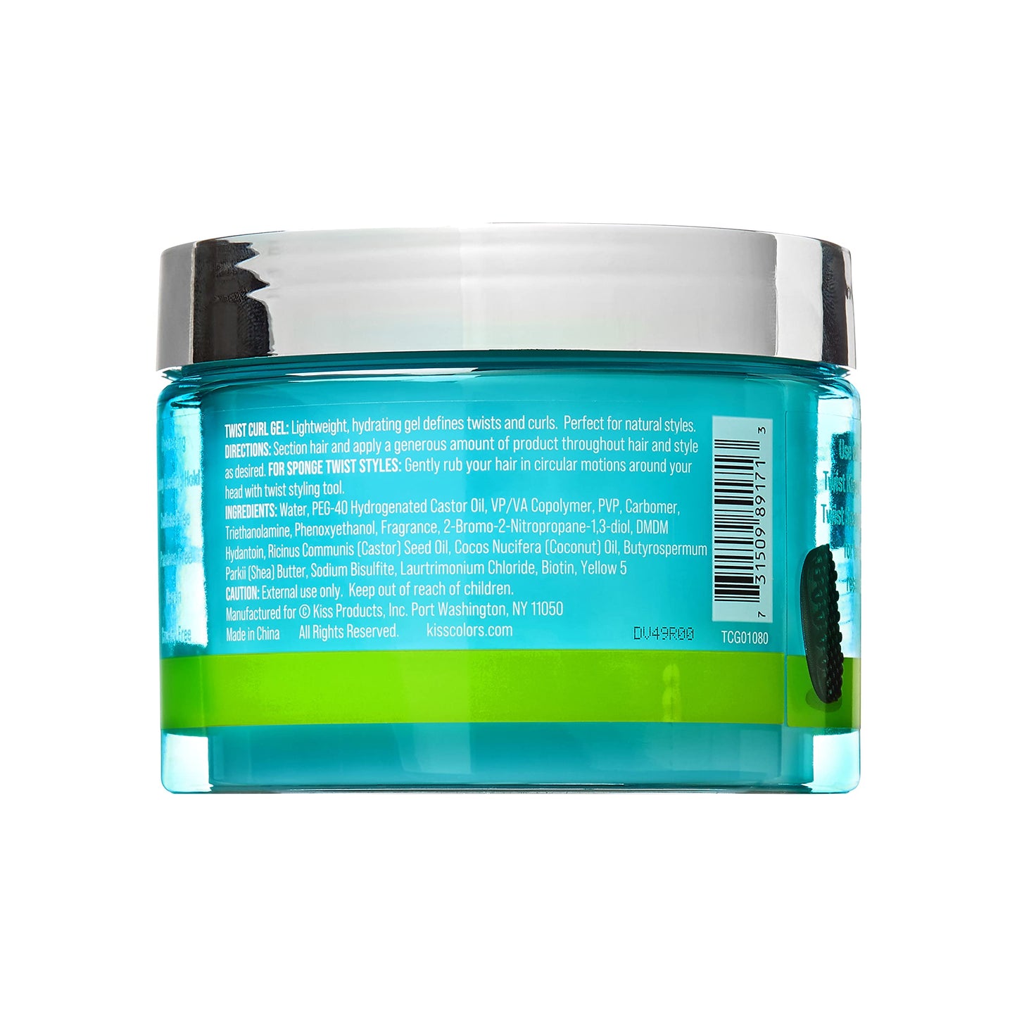 KISS Colors & Care Twist Curl Gel – 6 oz, Flexible Hold for Twists, Moisturizing, Promotes Hair Growth, Lightweight with Organic Jamaican Black Castor Oil