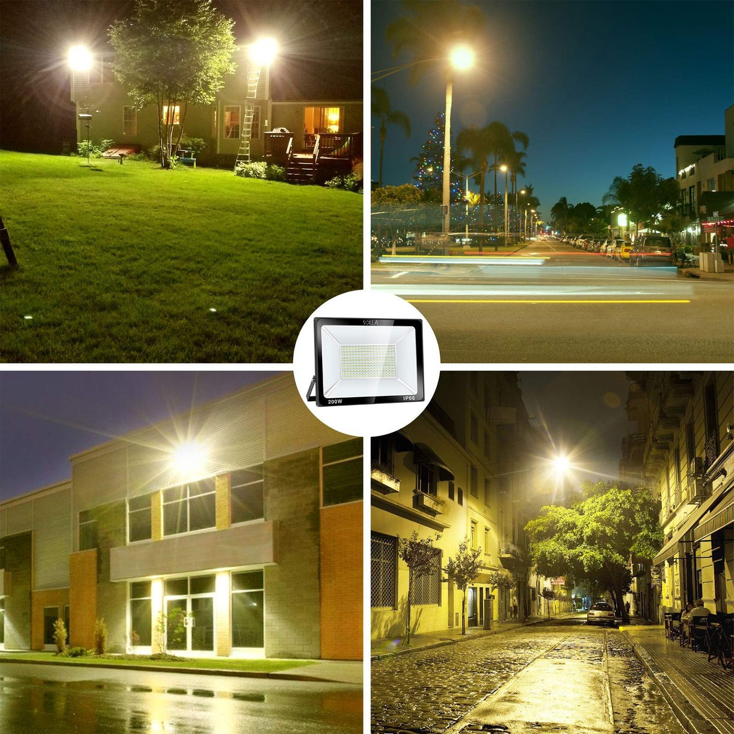 200W LED Flood Light Outdoor, 20000lm Super Bright Security Light, 1060W Equivalent, 3000K Warm White, IP66 Waterproof Outside Floodlights, LED Arena