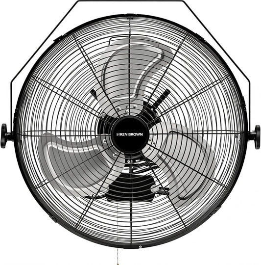 KEN BROWN 18 Inch Wall Mount Fan, 4150 CFM High Velocity Outdoor Wall Fan with Sealed Motor, 3-Speeds, Heavy Duty for Patio, Garage, Commercial, Shop