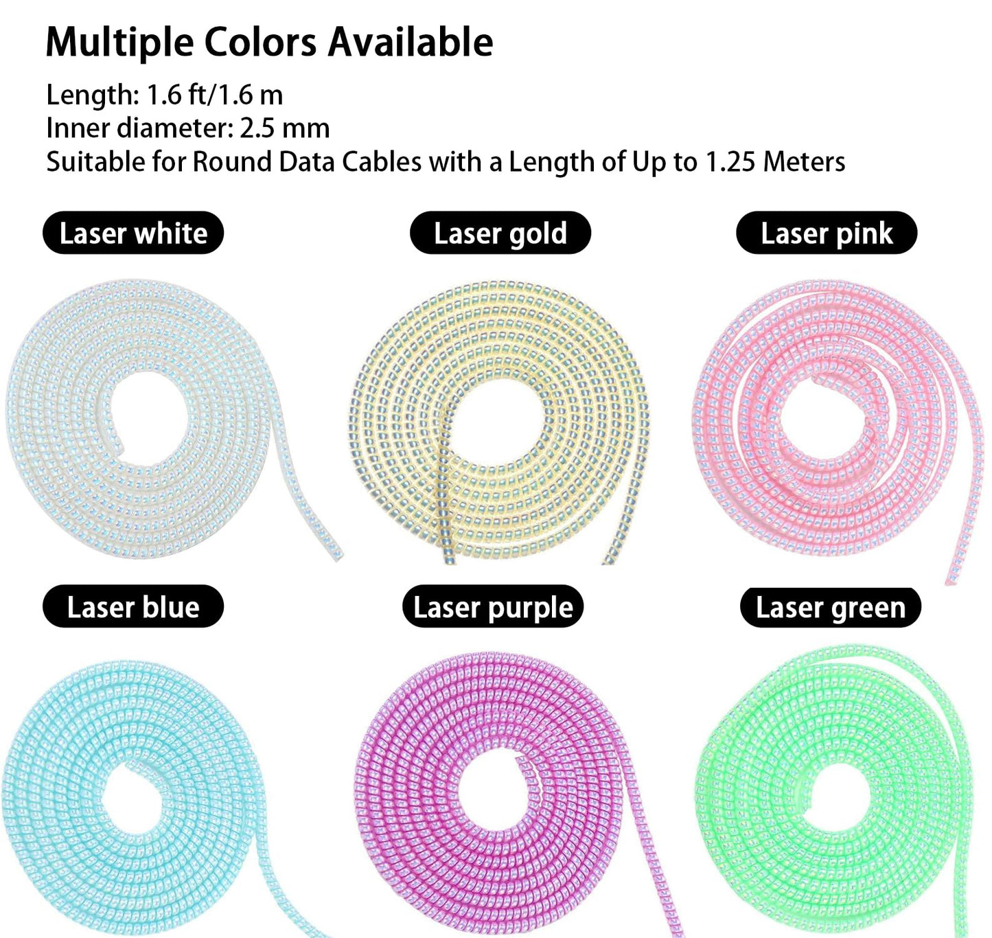 Spiral Cable Protector, Chargers USB Data Cable Protect Sleeve for Phone Earphone, Pet Chew Cables Protector, 1.6m/5.25ft (Green)