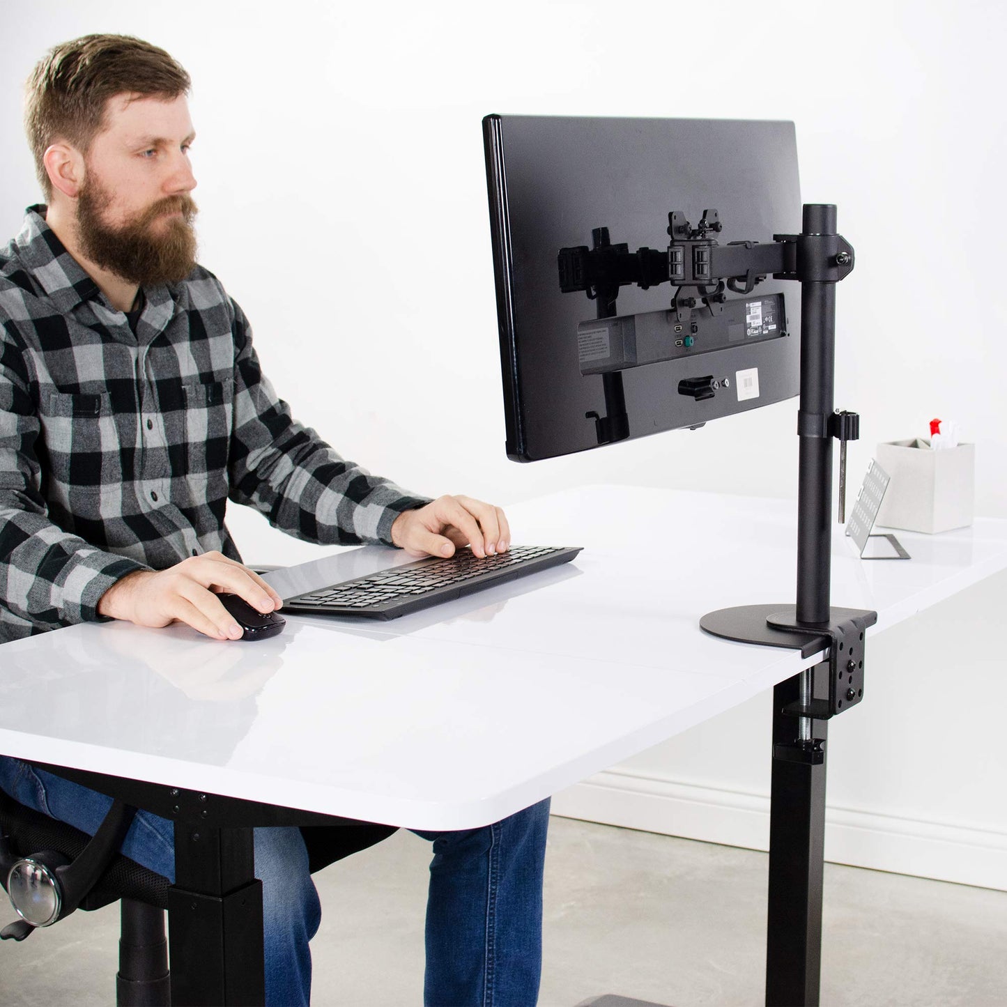 VIVO Steel Reinforcement Bracket Mount Plate for Thin, Glass, and Other Fragile Table Top Surfaces, Compatible with Most Monitor Stand C-Clamp