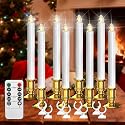Christmas Window Candles, 8pcs Christmas Flameless Taper Candles Battery Operated with Remote & Timer, Candlestick, Suction Cups