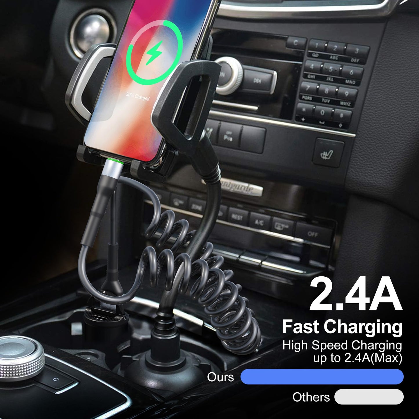 Coiled USB Lightning Cable 2 Pack Apple Carplay[MFi Certified], Coiled USB to Lightning Cable with Data Transmission and LED for Car, Retractable…