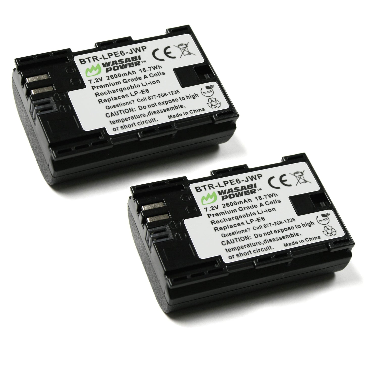 Wasabi Power LP-E6, LP-E6N Battery (2-Pack) for Canon EOS 5D Mark II/III/IV, 5DS, 5DS R, 6D, 6D Mark II, 7D, 7D Mark II, 70D, 80D, 90D, R, R5, R5C