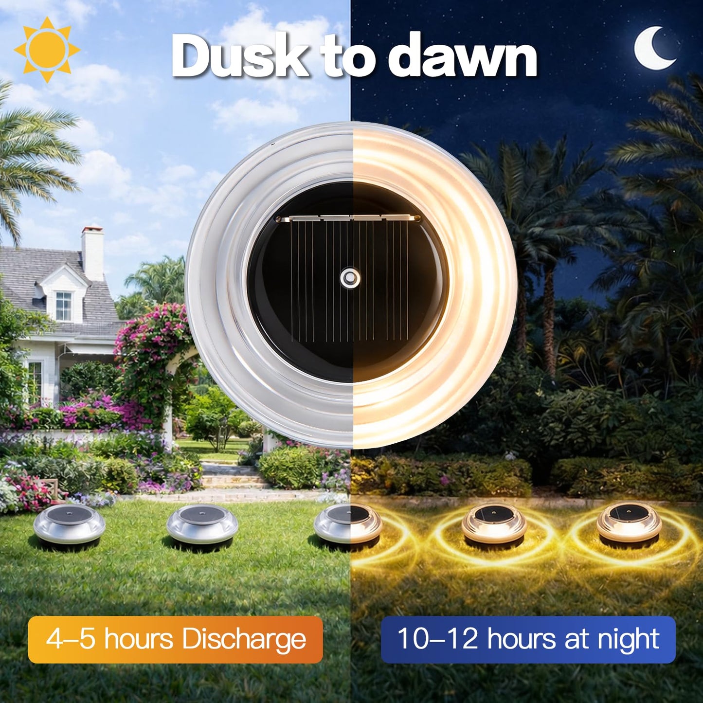 Solar Ground Lights 8 Pack Landscape Lighting 3000K Solar Lights Outdoor IP67 Waterproof Solar Garden Lights for House Patio Pathway Lawn Yard Deck