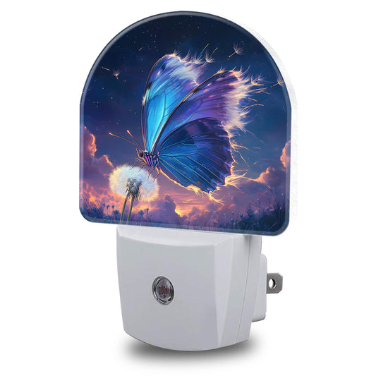 FOISIIAEA Night Light, Colorful Dragonfly Night Lights Plug into Wall Dusk to Dawn Sensor Round Nightlight for Women Men Energy Efficient Led Lamp
