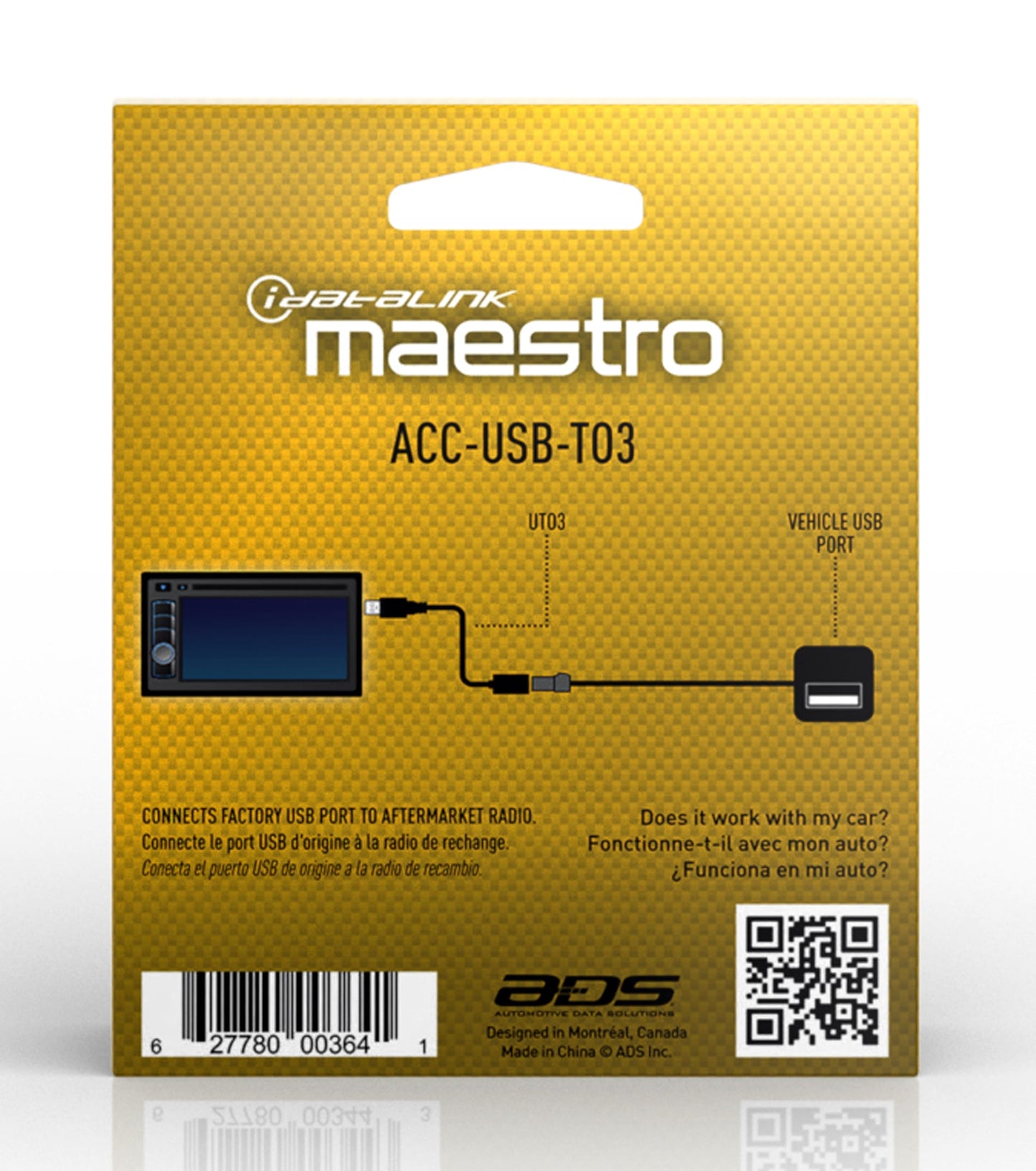 Idatalink Maestro Acc-USB-TO3 UT03 USB-Port Adapter Connects The Factory U S B Port in Select 2018-up Select Compatible Toyota Vehicles to a New car