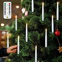 yunsheng 12Pcs Christmas Tree Candles with Remote Timer, Battery Operated LED Flameless Taper Candles Flickering for Xmas Home Wedding Decor Gift