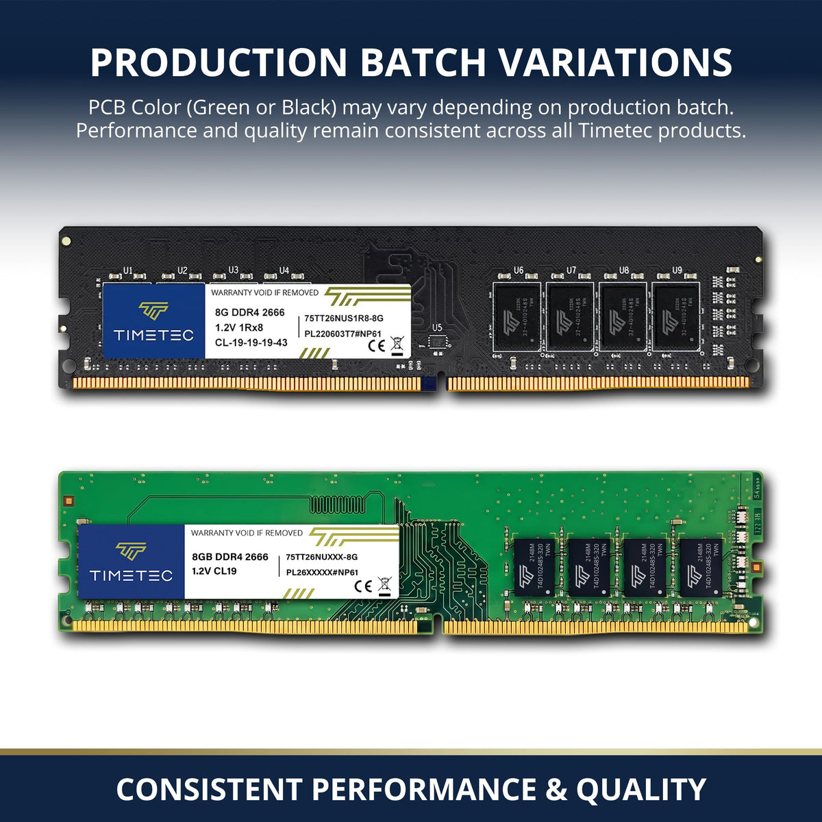 Timetec 8GB DDR4 2666MHz (PC4-2666V) PC4-21300 UDIMM Desktop RAM - 288-Pin 1.2V CL19 Non-ECC Unbuffered DIMM Memory Module Upgrade
