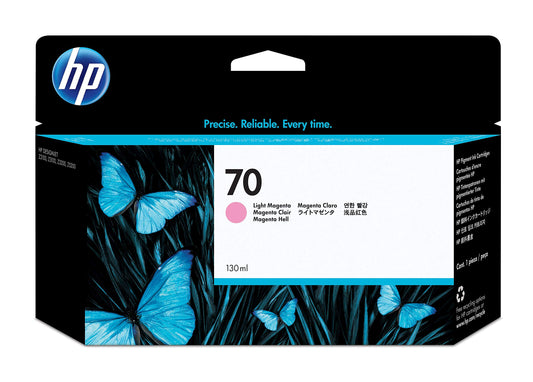 HP 70 Light Magenta 130-ml Genuine Ink Cartridge (C9455A) for DesignJet Z5200, Z3200, Z3100 & Z2100 Large Format Printers