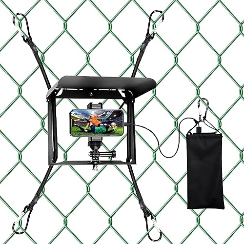 UBeesize Cell Phone Fence Mount with Foldable Shade, Game Changer Mounting Kit for iPhone, GoPro, Mevo Start, Tool-Free Streaming Kits with Carry Bag