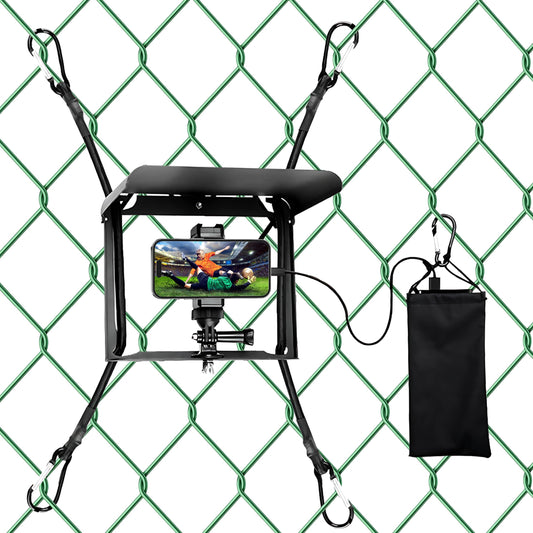 UBeesize Cell Phone Fence Mount with Foldable Shade, Game Changer Mounting Kit for iPhone, GoPro, Mevo Start, Tool-Free Streaming Kits with Carry Bag