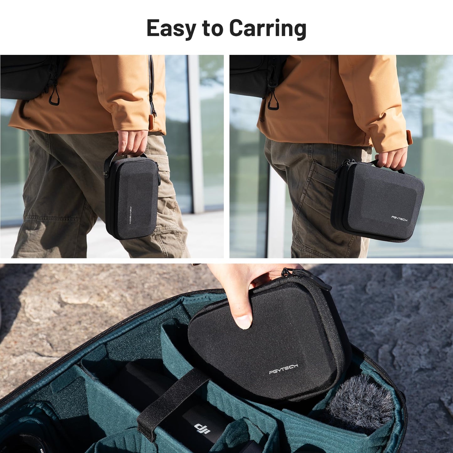 PGYTECH Camera Carrying Case Storage Box Handbag, Splashproof & Hardshell for OSMO Action 6/5 Pro/Pocket 3/Xtra Muse, Gopro 13/12, DJI FPV Battery