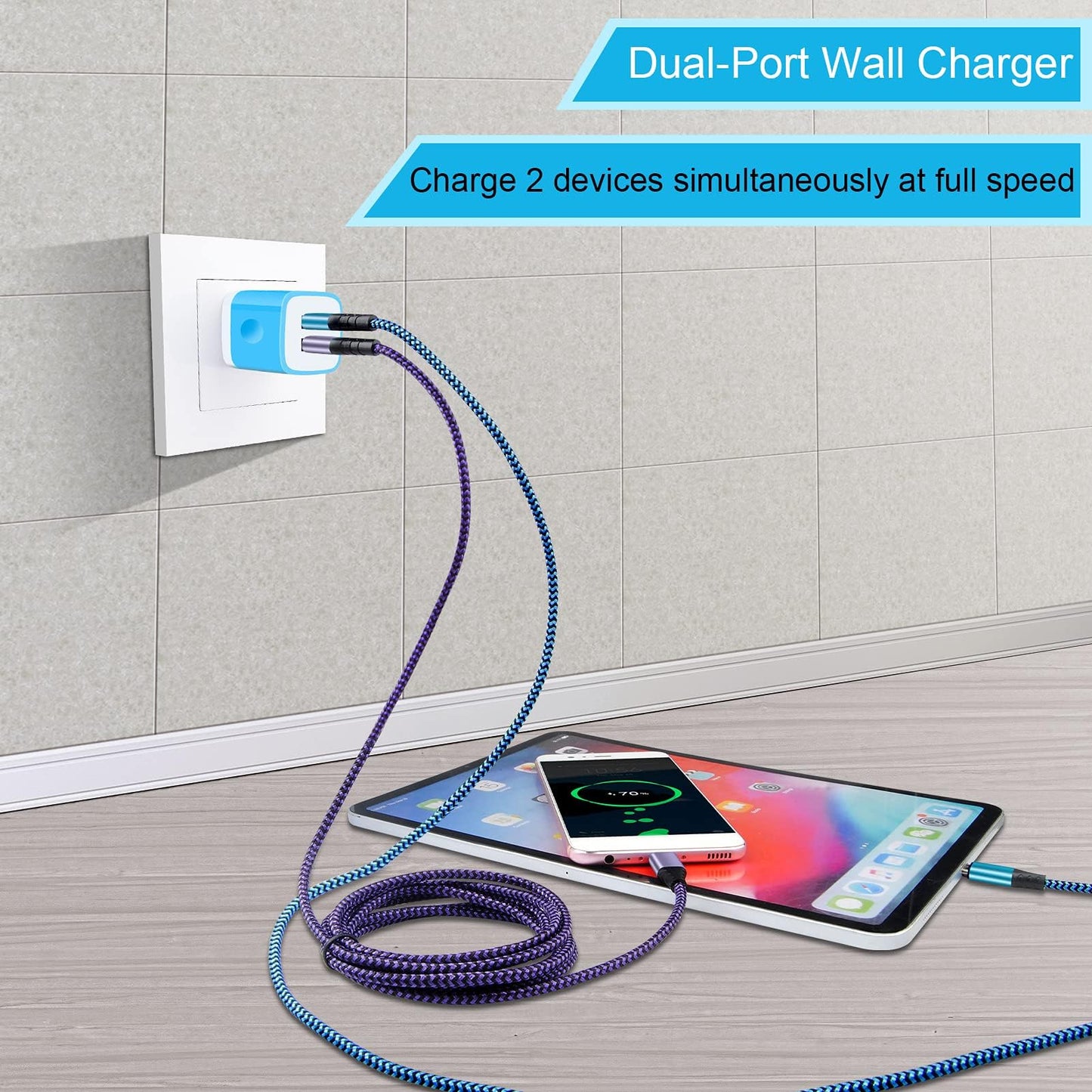 USB Type C Charger Plug Dual Port Fast Wall Charger Phone Charging Block with 2Pack 6Ft C Cable for Samsung Galaxy S26 S25 S24 S23 S22 S21 S20 A16 A54