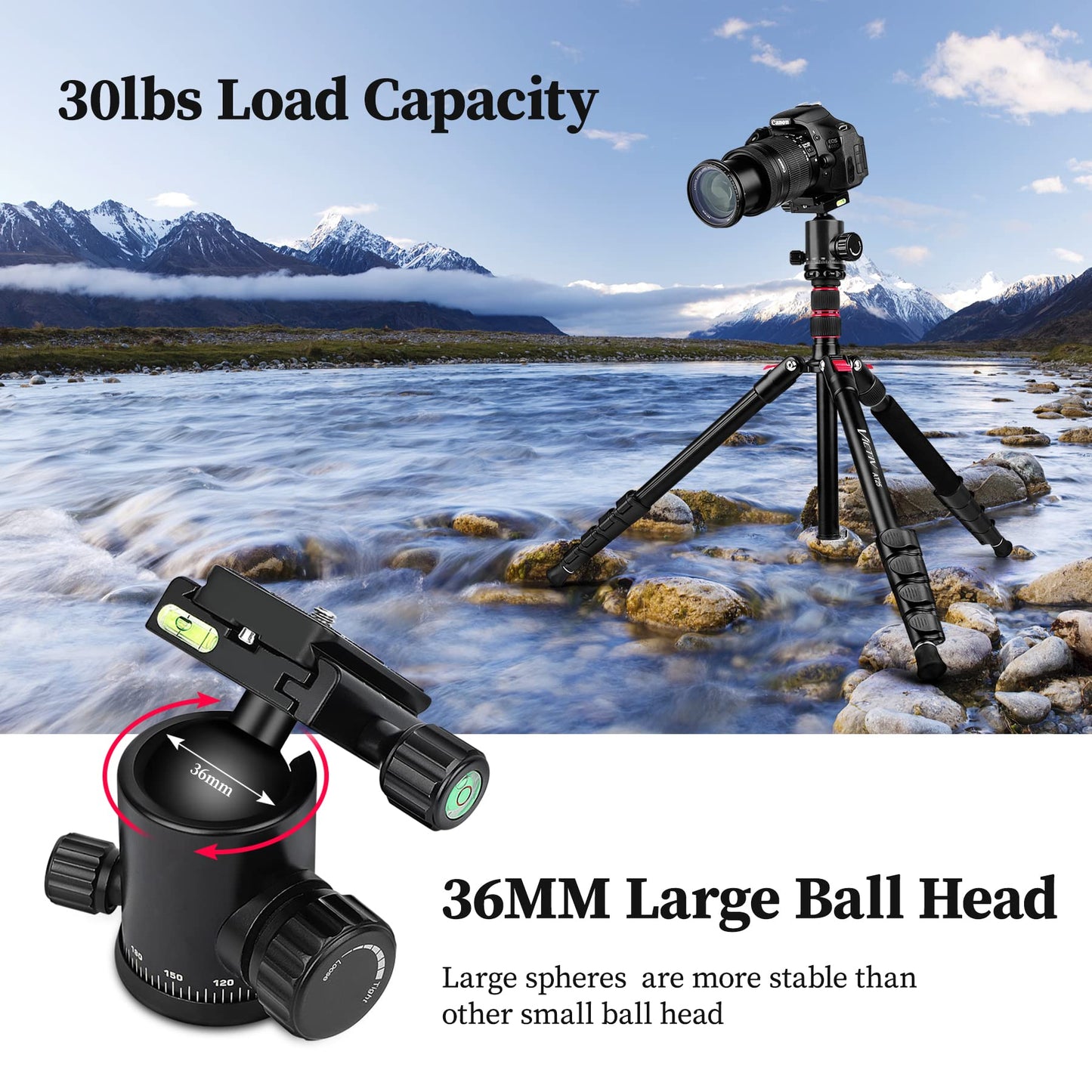Professional Tripod for Camera, Victiv 81 inch Aluminium Compact Travel Camera Tripod Monopod Heavy Duty with Phone Mount, Compatible with Canon Nikon