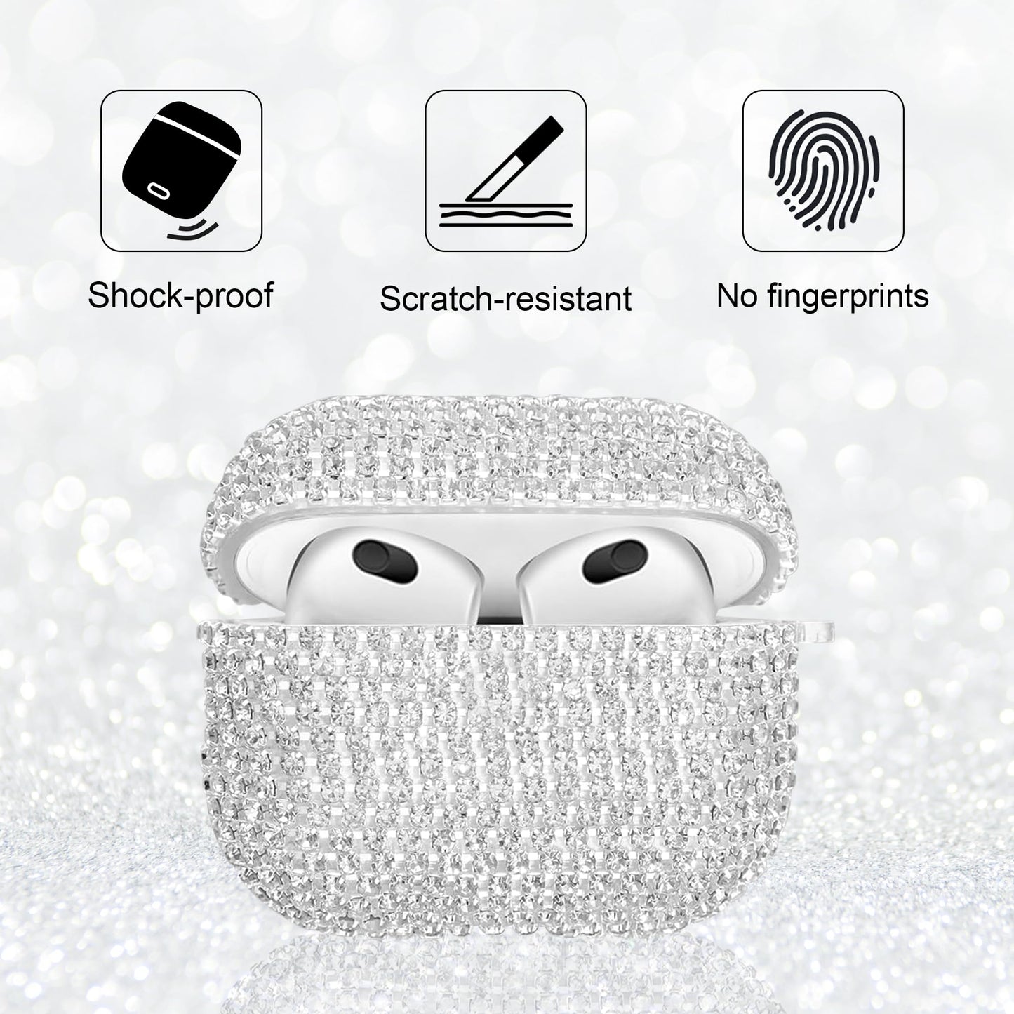 Bling Case Compatible with AirPods 3rd Generation (2021), Sparkling Diamond Case for AirPods 3 Case Bling Rhinestones for Women, Shockproof Protective