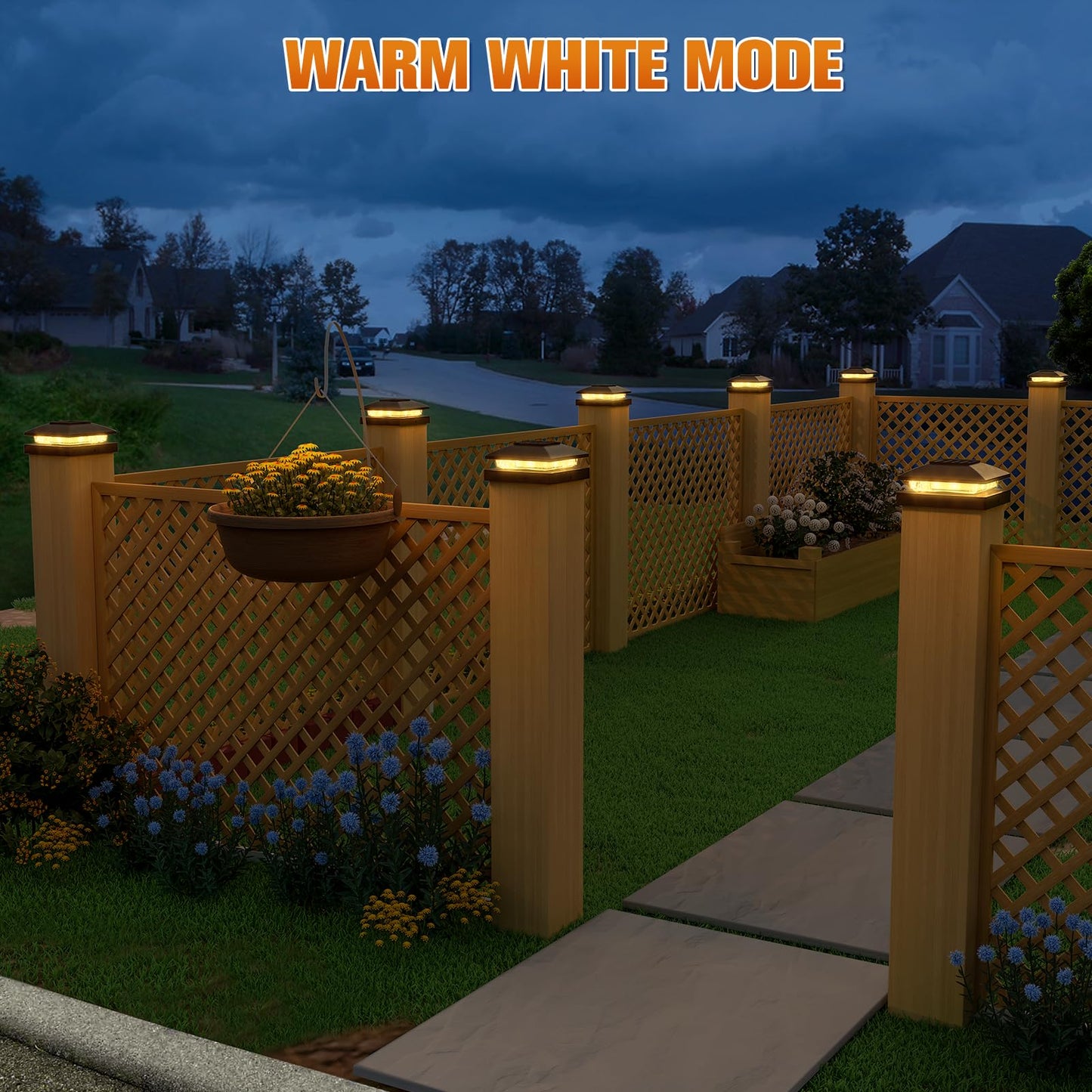 APONUO Solar Post Cap Lights for 4x4 Posts - IP64 Waterproof, 3000K LED, No-Wire Fence Lights & Deck Lights for Patio Garden Yard Patio, Black-Warm
