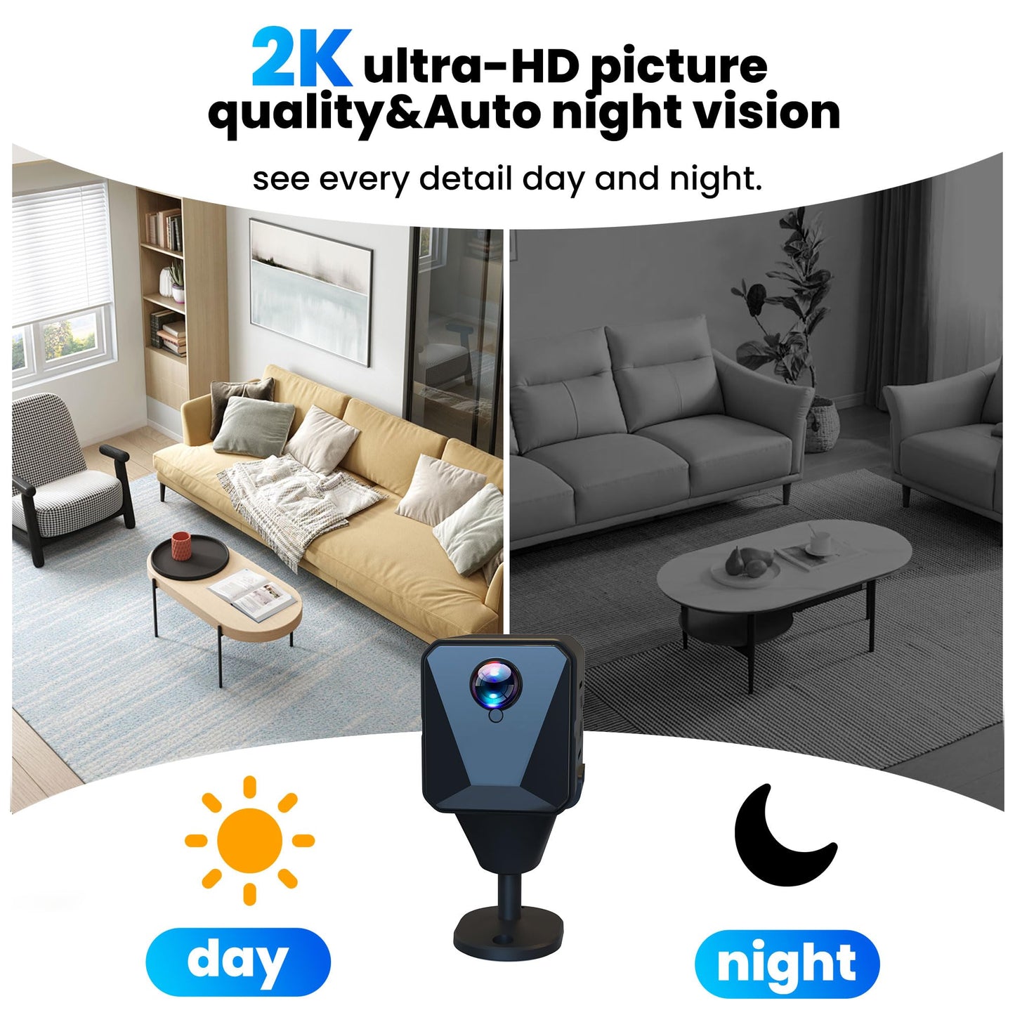 Funstorm No WiFi Security Camera-2k Cellular Security Camera-Car Security Camera with Sim Card, Wireless,Compact,Live View,Motion Detection,Clear