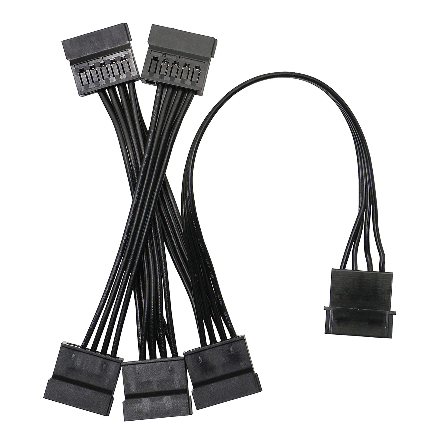GELRHONR IDE to SATA Power Splitter Cable,LP4 4Pin IDE to 5 x15 Pin SATA Power Conversion Line Extension Y-Cable for Hard Disk
