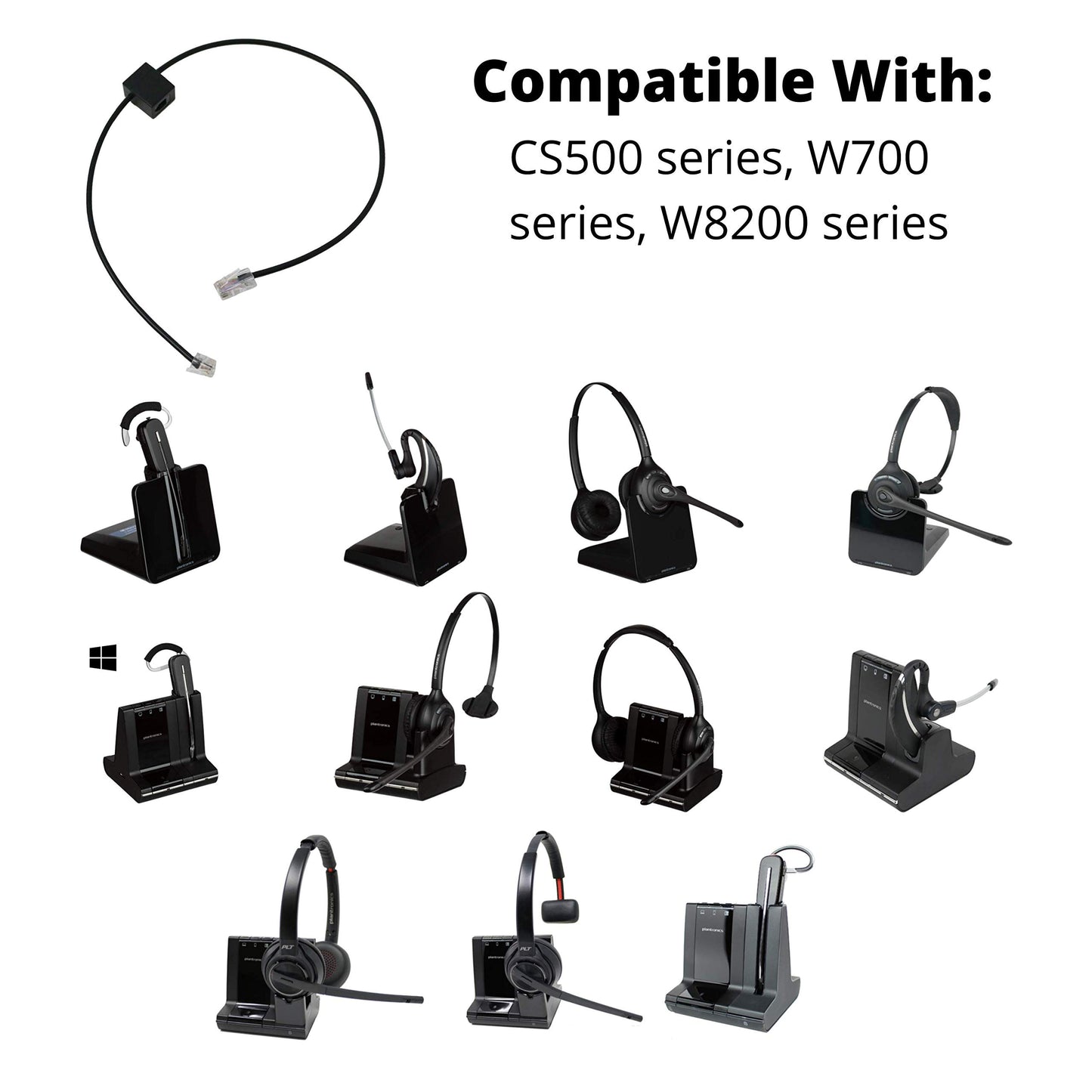 Headset Advisor Compatible Replacement Phone Cord for Plantronics CS500, Savi 700 and Savi 8200 Wireless Headsets (Connects Your Charging Base