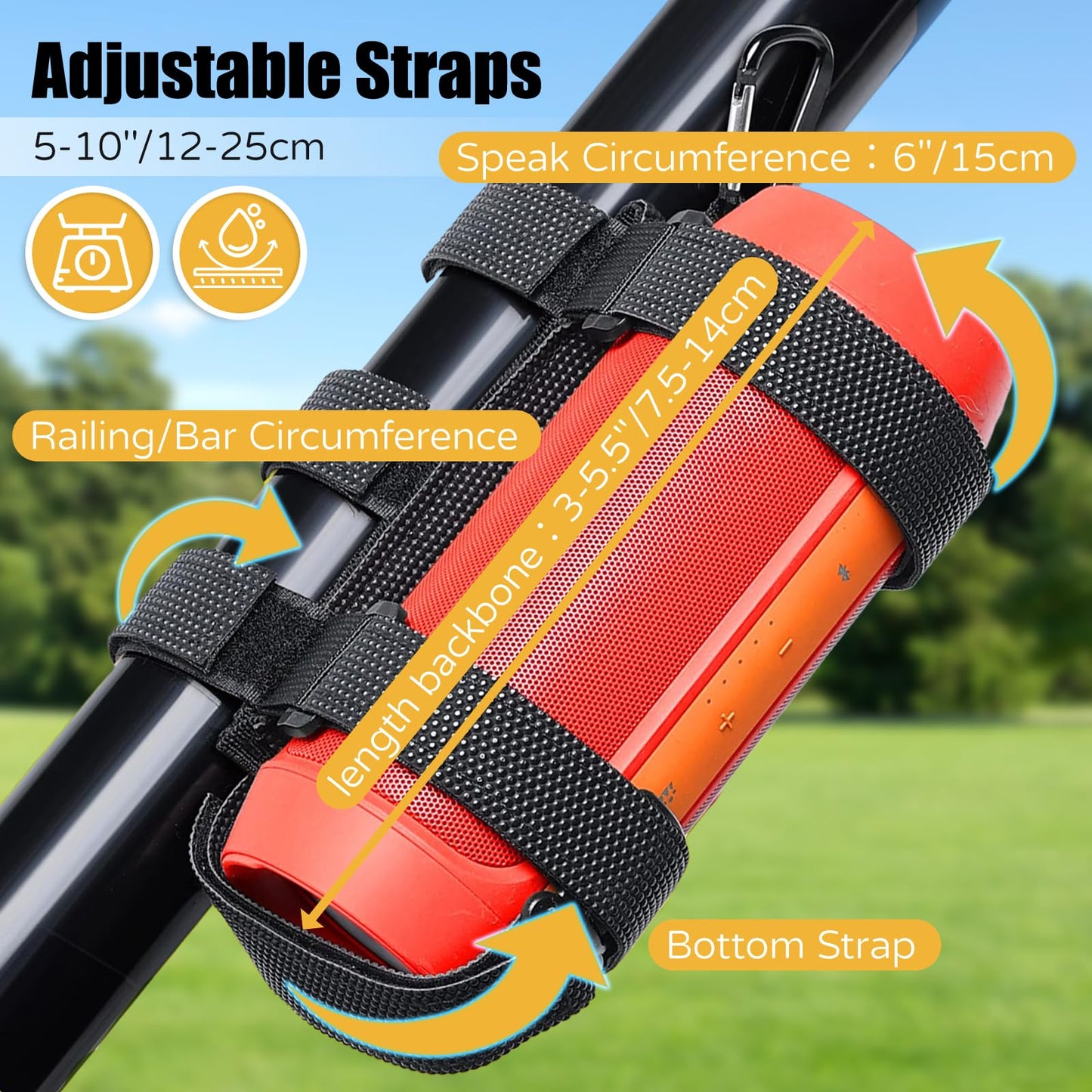 Yxflz Bike Speaker Mount - Universal Portable Handlebar & Stem Speaker Holder for Bicycle | Premium Secure Mount | Fits JBL, Bose, UE Boom, Easy