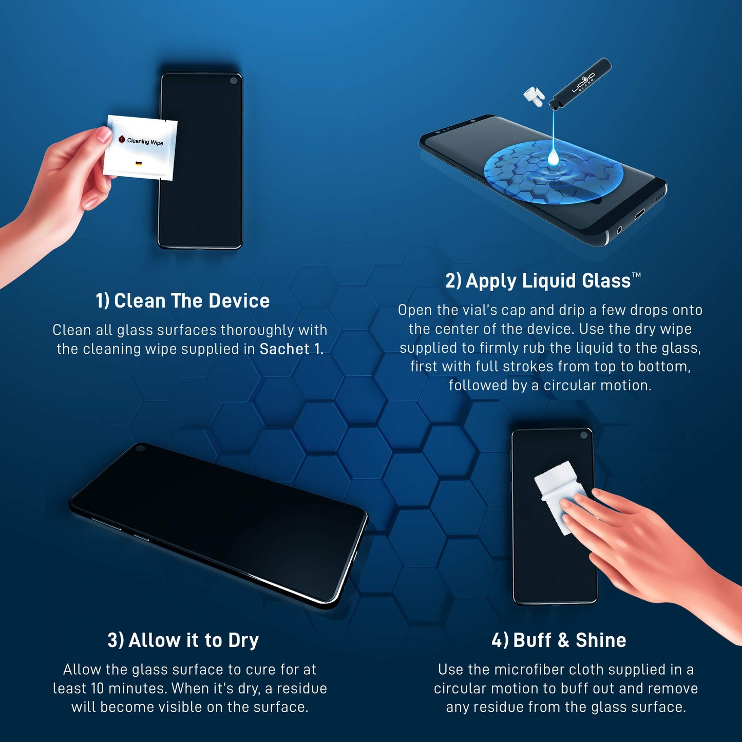 LIQUID GLASS Screen Protector for All Smartphones Tablets and Watches Scratch and Shatter Resistant Wipe On Nano Protection for Up To 4 Devices