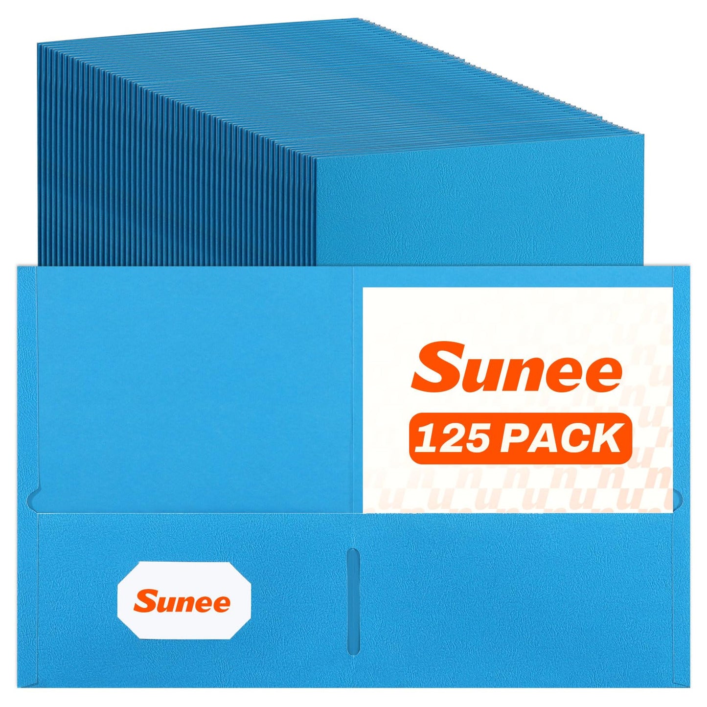 SUNEE Folders with Pockets(125 Pack, Blue), 2 Pocket Folders Fit Letter Size Paper, Paper File Folder for School Office Home Business