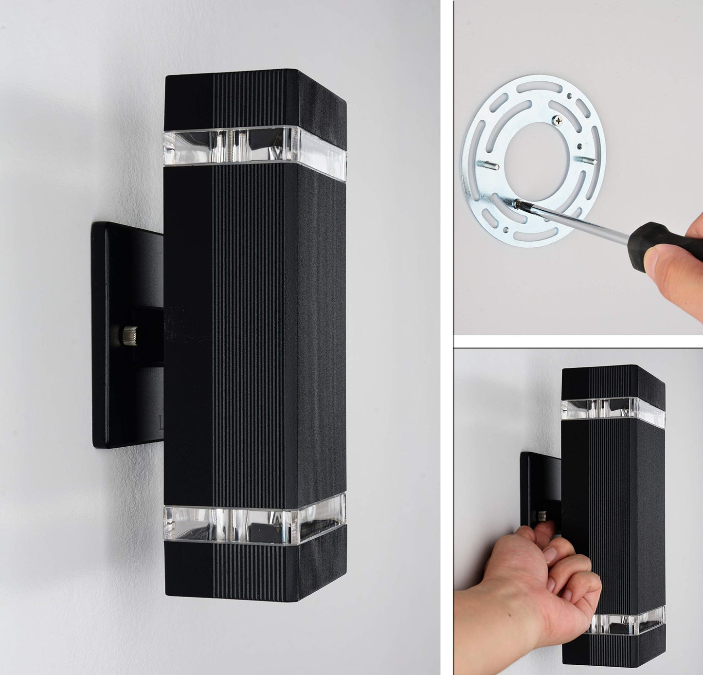 LMP 2 Pack LED Square Up and Down Lights Outdoor Wall Light?Body in Aluminum Waterproof Outdoor Wall Lamps?3000k 5W with Certificate ETL