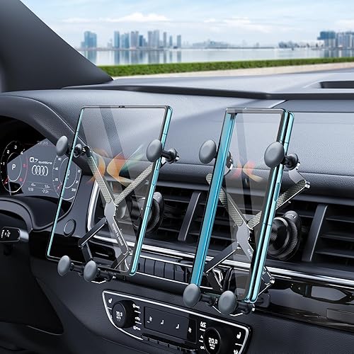 xuenair Z Fold 4 Car Mount, [2 Forms & Thick Case Friendly] Gravity Cell Phone Holder Mount for Samasung Galaxy Fold 7 6 5 4 3 2 Accessories Google